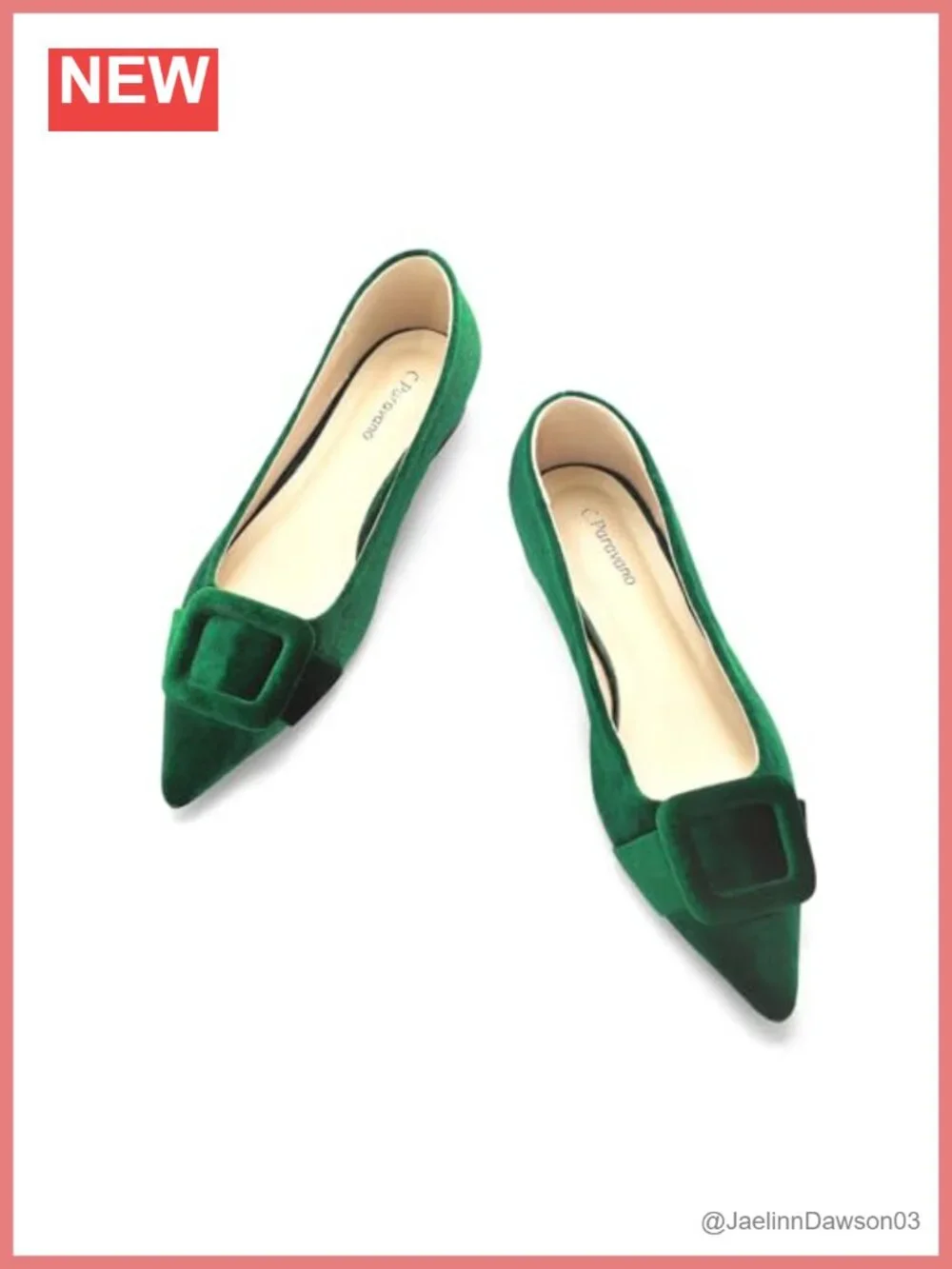 C.Paravano Velvet Pointed Toe Flats, Lambskin Leather Lining, Memory Padded